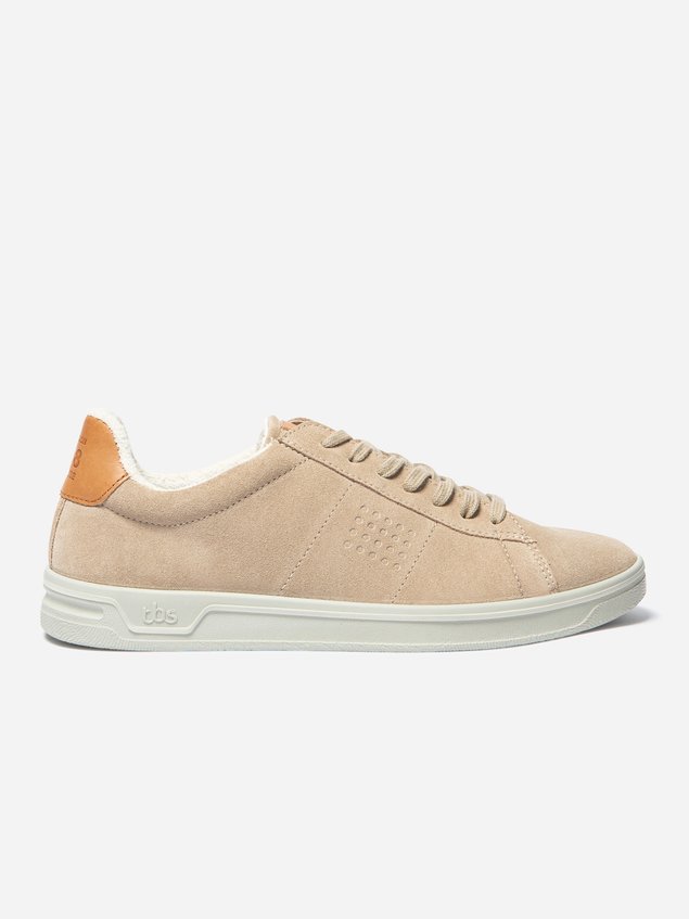 Baskets Homme Fabriquées En France Cuir Velours Beige