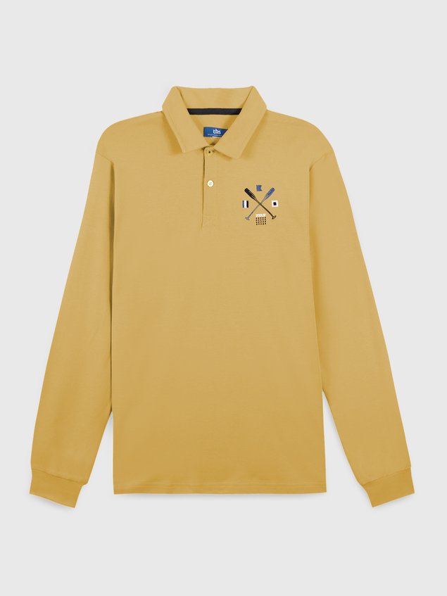 Polo Homme Manches Longues Broderie Jaune VOLONPOL