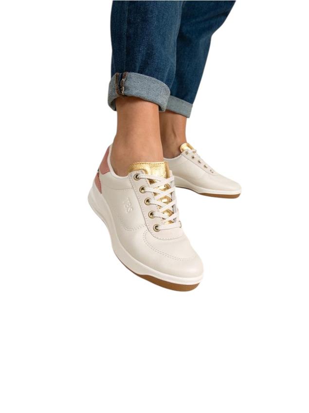 Tennis en cuir femme blanc et rose BRANDIE