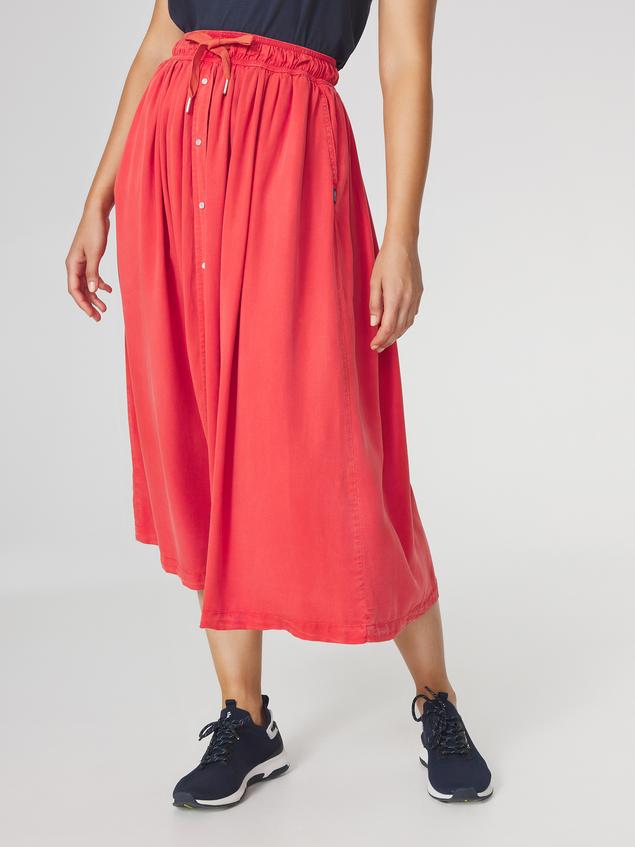 Jupe Longue Femme 100% Lyocell Ceinture Elastiquée  Rouge MYRNOJUP