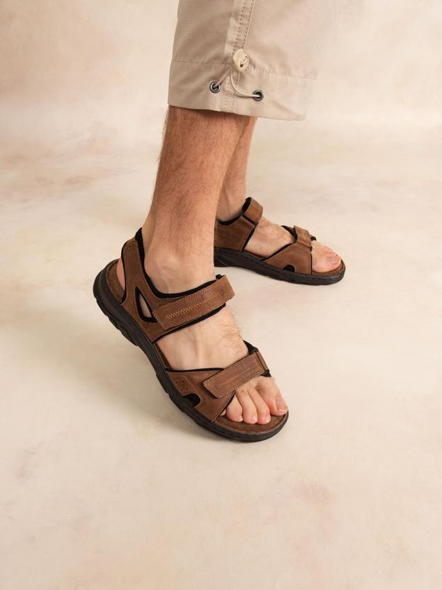 Men's Leather Ortholite Brown Sandals JULIANO