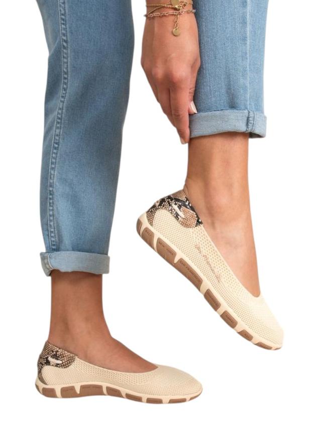 Ballerines femme light beige et python JIVIANA