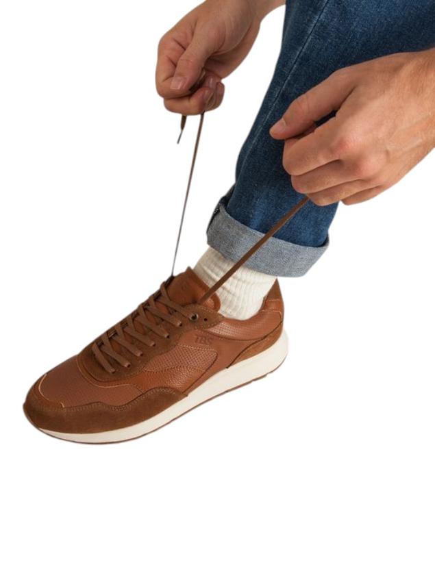 Men's leather sneakers Cognac STEFANO