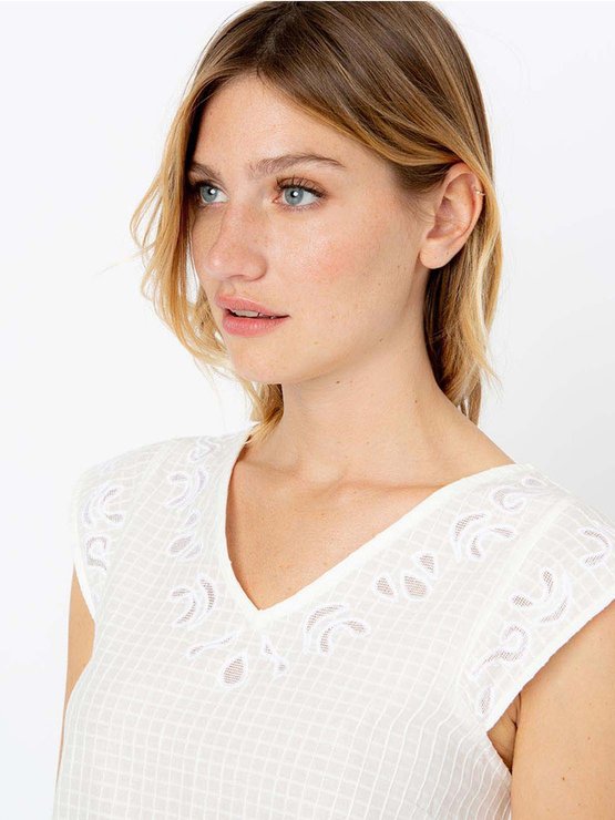 Blouse Femme Broderie Blanche