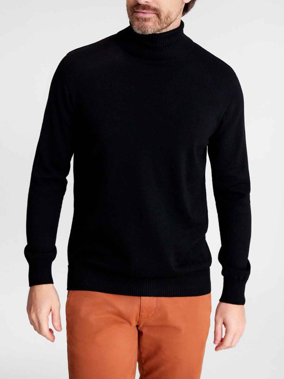 Pull Col Roulé Homme Made in France Laine Noir