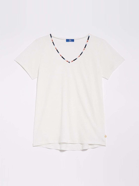 Tee Shirt Femme Coton et Lin Blanc