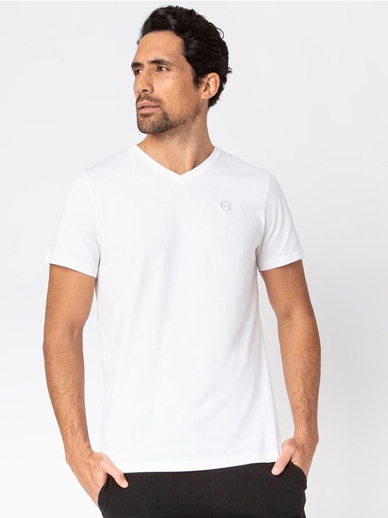 Tee-Shirt Homme Col V Coton Bio Blanc