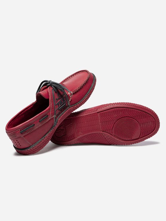 Chaussures Bateau Homme Cuir Rouge