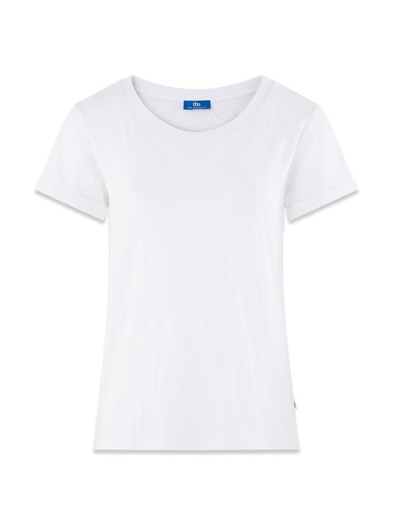 Tee-Shirt Femme Effet Gaufré Coton Blanc