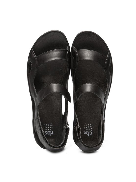 Sandales Compensées Femme Confort Cuir Noir