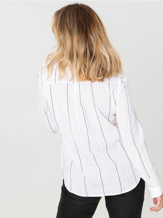 Chemise Femme à Rayures Fines Blanche