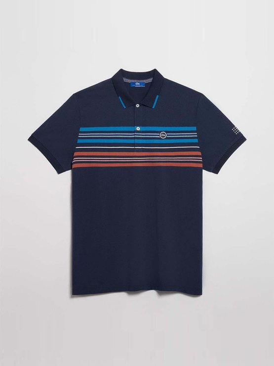 Polo Homme A Rayures Placées Navy