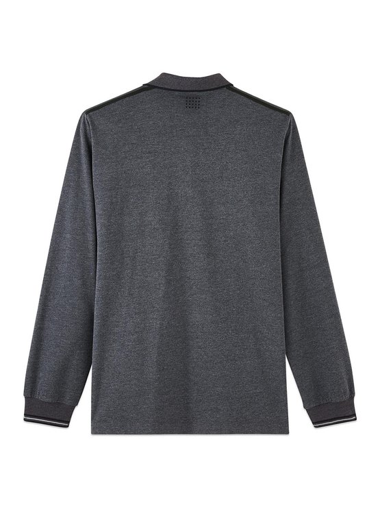 Polo Homme Manches Longues Gris Anthracite