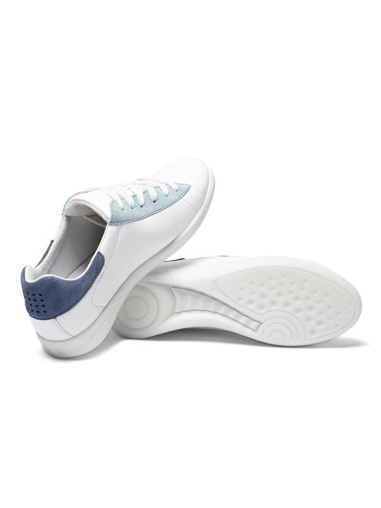 Baskets Femme Made In France Dessus Cuir Blanc et Bleu Baskets Femme Made In France Dessus Cuir Blanc et Bleu