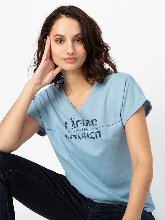 Tee Shirt Femme Coton Biologique Bleu Clair