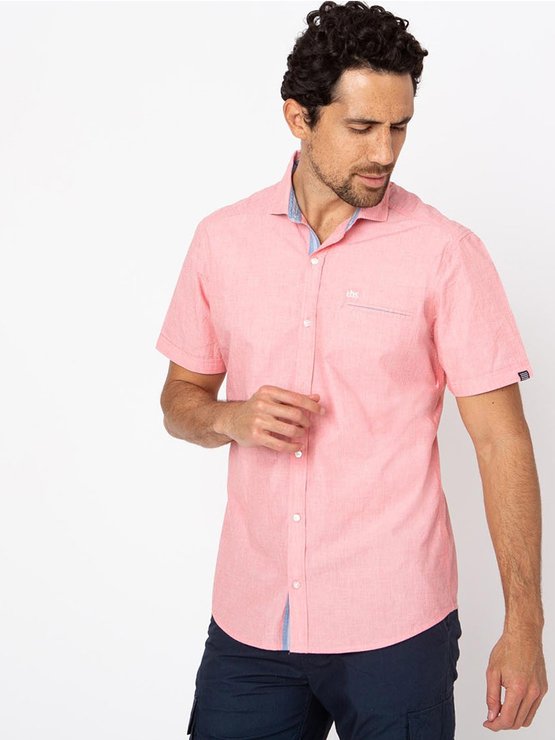 Chemise Homme Manches Courtes Rose Clair