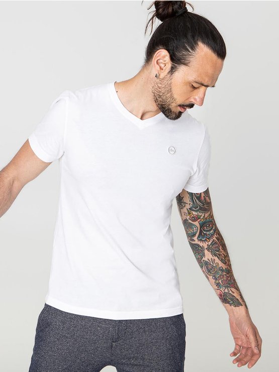 Tee-Shirt Homme Col V Coton Bio Blanc