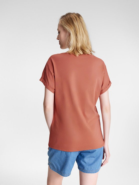Tee-Shirt Femme Print Coton Bio Marron