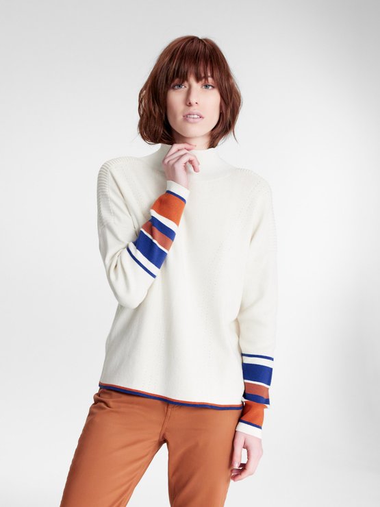 Pull Femme Col Montant Blanc