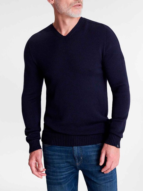 Pull Laine Homme Made in France Marine