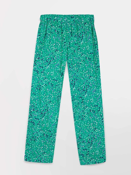 Pantalon Femme Fluide Taille Haute Elastiqu e Vert