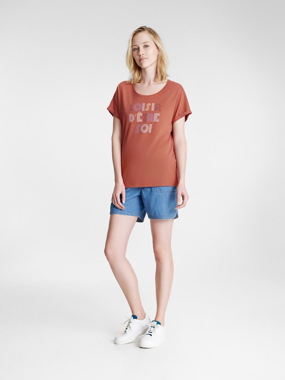 Tee-Shirt Femme Print Coton Bio Marron Tee-Shirt Femme Print Coton Bio Marron