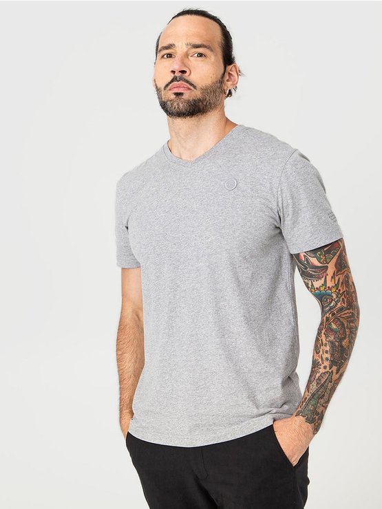 Tee-Shirt Homme Col V Coton Bio Gris
