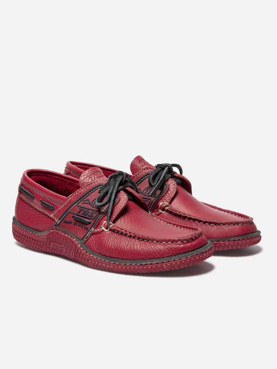 Chaussures Bateau Homme Cuir Rouge