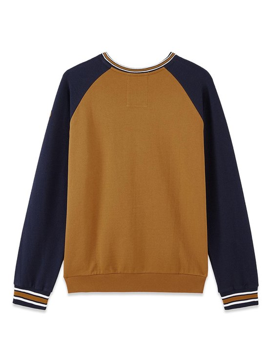 Sweat Homme Col Rond Camel & Marine