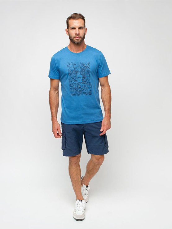 Tee Shirt Homme Print Coton Biologique Bleu