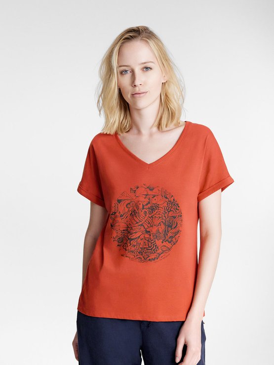 Tee Shirt Femme Print Exclusif Coton Bio Sienne