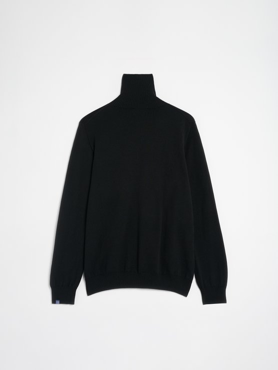Pull Col Roulé Homme Made in France Laine Noir