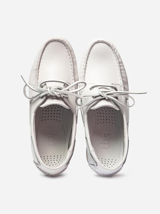 Chaussures Bateau Femme Cuir Blanc