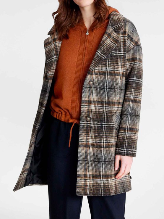 Manteau Femme à Capuche Carreaux - Longue, Ample, Poches, Style Décontracté Automne/hiver