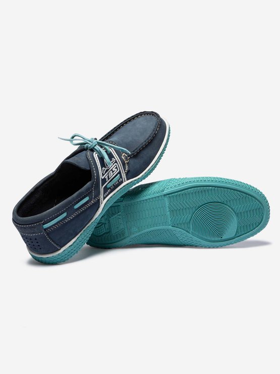 Chaussures Bateau Homme Cuir Marine et Turquoise