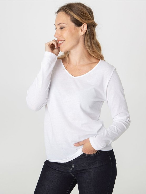 Tee-Shirt Femme Coton et Polyester Recyclés Blanc