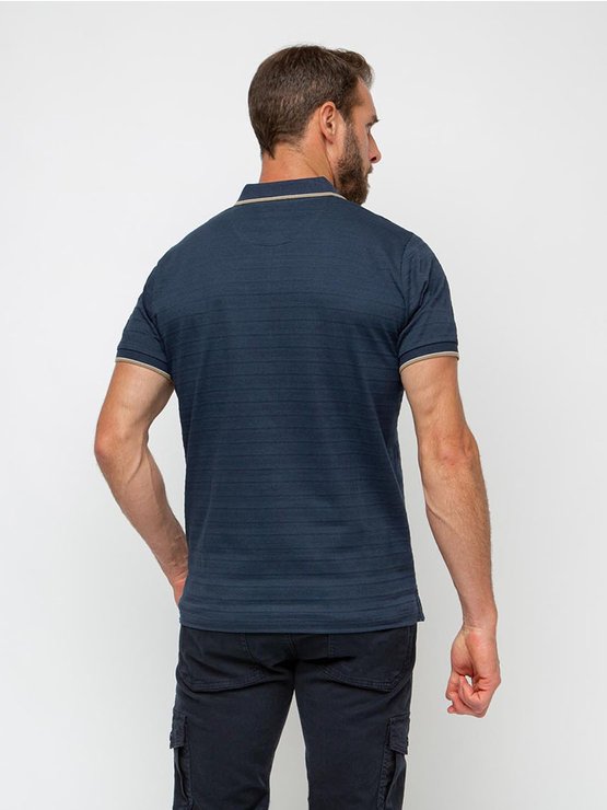 Polo Homme Effet Jacquard Navy