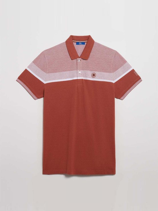 Polo Homme A Rayures Placées Terracotta