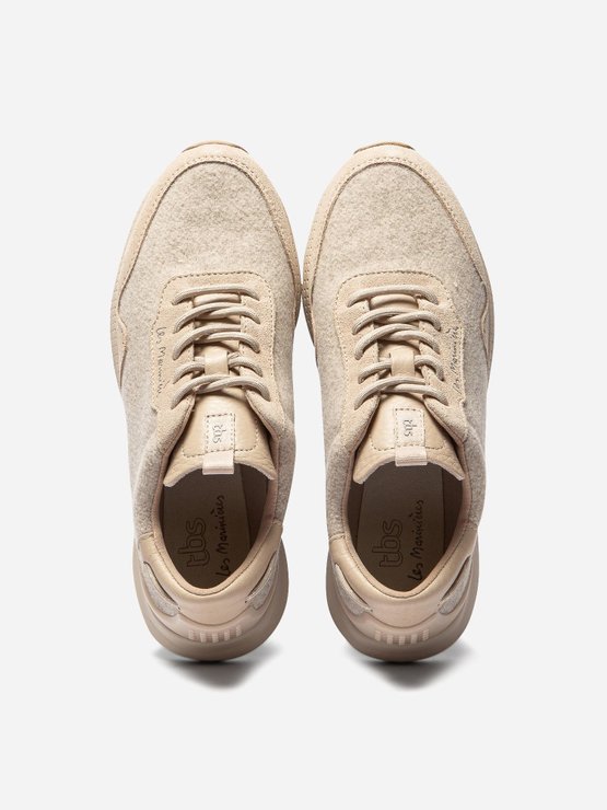 Tennis Femme Cuir et Feutrine Beige tbs