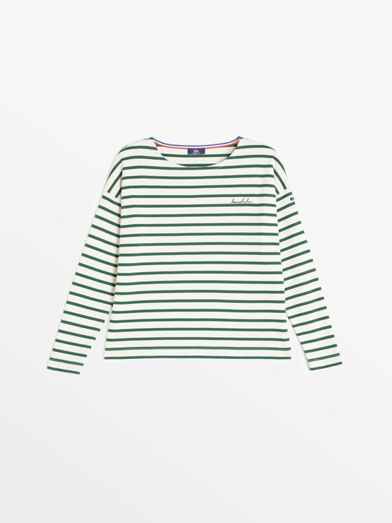 Tee-shirt femme marinière fabriquée en France Vert