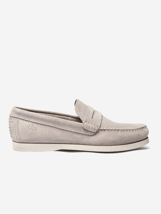 Mocassins Homme Souple Cuir Velours Gris Clair tbs